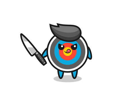 cute target archery mascot as a psychopath holding a knife , cute style design for t shirt, sticker, logo elementのイラスト素材