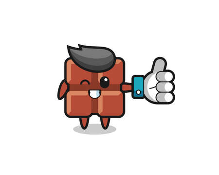 cute chocolate bar with social media thumbs up symbol , cute style design for t shirt, sticker,  elementのイラスト素材