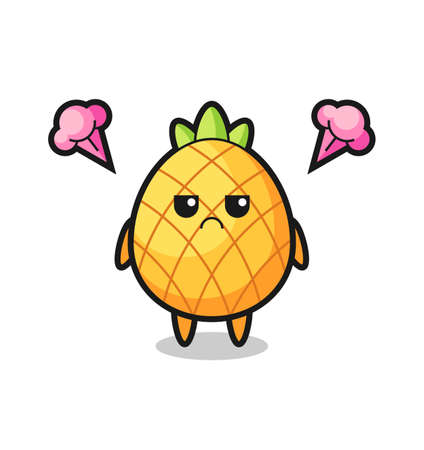 annoyed expression of the cute pineapple cartoon character , cute style design for t shirt, sticker, logo elementのイラスト素材