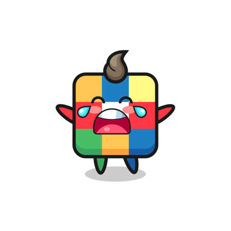 the illustration of crying cube cute baby , cute style design for t shirt, sticker, logo elementのイラスト素材