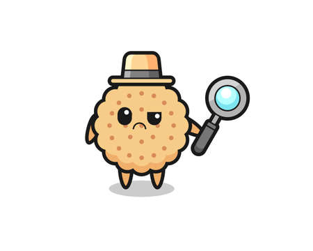 the mascot of cute round biscuits as a detective , cute style design for t shirt, sticker, logo elementのイラスト素材