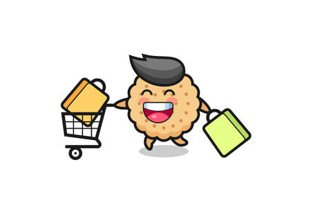 black Friday illustration with cute round biscuits mascot , cute style design for t shirt, sticker, logo elementのイラスト素材
