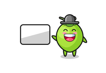 coconut cartoon illustration doing a presentation , cute style design for t shirt, sticker, elementのイラスト素材