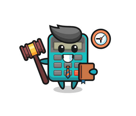 Mascot cartoon of calculator as a judge , cute style design for t shirt, sticker, elementのイラスト素材