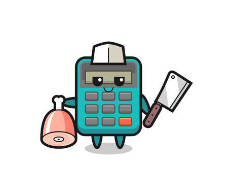 Illustration of calculator character as a butcher , cute style design for t shirt, sticker, elementのイラスト素材