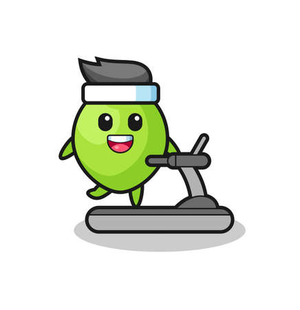 coconut cartoon character walking on the treadmill , cute style design for t shirt, sticker, elementのイラスト素材