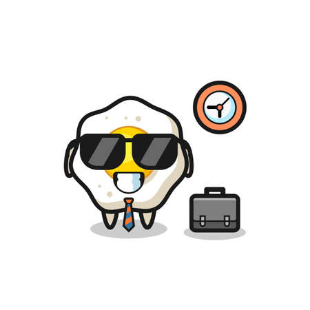 Cartoon mascot of fried egg as a businessman , cute style design for t shirt, sticker, elementのイラスト素材