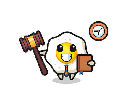 Mascot cartoon of fried egg as a judge , cute style design for t shirt, sticker, elementのイラスト素材