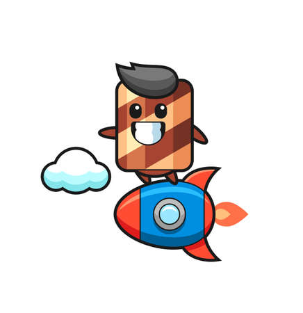 Cartoon Illustration of wafer roll standing beside the At symbol , cute style design for t shirt, sticker, logo elementのイラスト素材