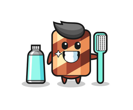 Mascot character of wafer roll as a dentist , cute style design for t shirt, stickerのイラスト素材