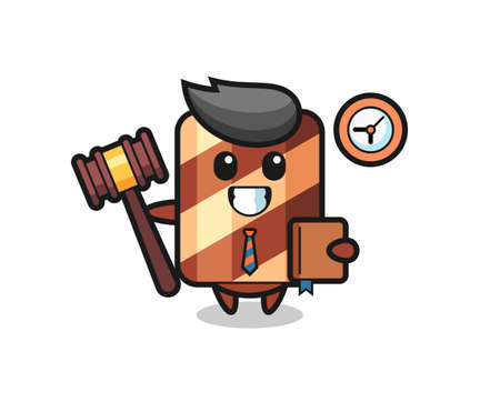 Mascot cartoon of wafer roll as a judge , cute style design for t shirt, sticker, logo elementのイラスト素材