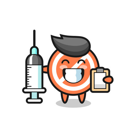 Mascot Illustration of stop sign as a doctor , cute style design for t shirt, sticker, logo elementのイラスト素材