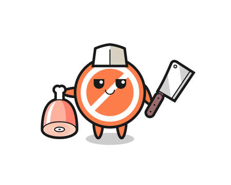 Illustration of stop sign character as a butcher , cute style design for t shirt, sticker, logo elementのイラスト素材