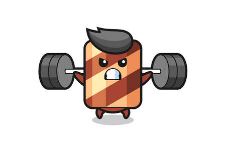 wafer roll mascot illustration riding on a giant pencil , cute style design for t shirtのイラスト素材