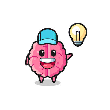 brain character cartoon getting the idea , cute style design for t shirt, sticker, logo elementのイラスト素材