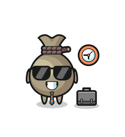 Cartoon mascot of money sack as a businessman , cute style design for t shirt, sticker, logo elementのイラスト素材