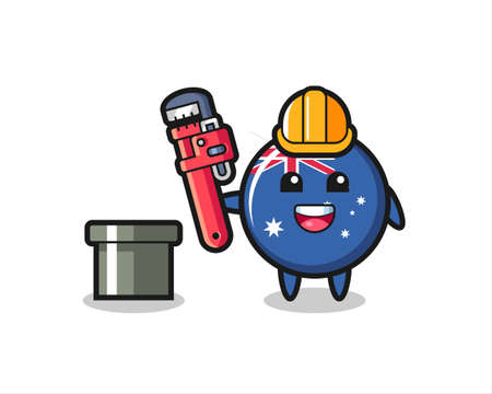 Character Illustration of australia flag badge as a plumber , cute style design for t shirt, sticker, logo elementのイラスト素材