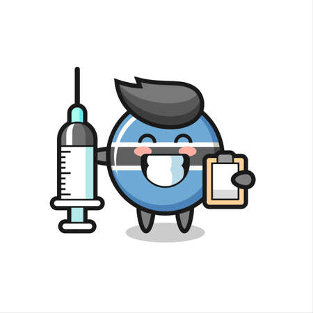 Mascot Illustration of botswana flag badge as a doctor , cute style design for t shirt, sticker, logo elementのイラスト素材