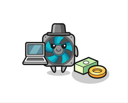 Mascot Illustration of computer fan as a hacker , cute style design for t shirt, sticker, logo elementのイラスト素材