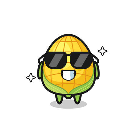 Cartoon mascot of corn with cool gesture , cute style design for t shirt, sticker, logo elementのイラスト素材
