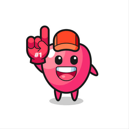heart symbol illustration cartoon with number 1 fans glove , cute style design for t shirt, sticker, logo elementのイラスト素材