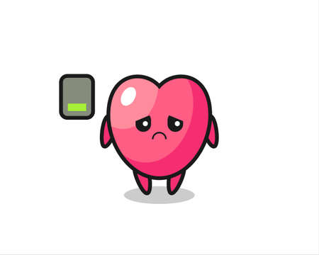 heart symbol mascot character doing a tired gesture , cute style design for t shirt, sticker, logo elementのイラスト素材