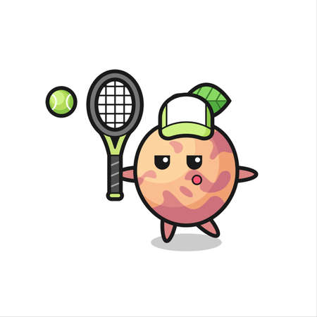 Cartoon character of pluot fruit as a tennis player , cute style design for t shirt, sticker, logo elementのイラスト素材