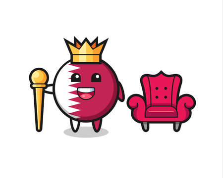 Mascot cartoon of qatar flag badge as a king , cute style design for t shirt, sticker, logo elementのイラスト素材
