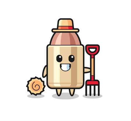 Mascot character of bullet as a farmer , cute style design for t shirt, sticker, logo elementのイラスト素材