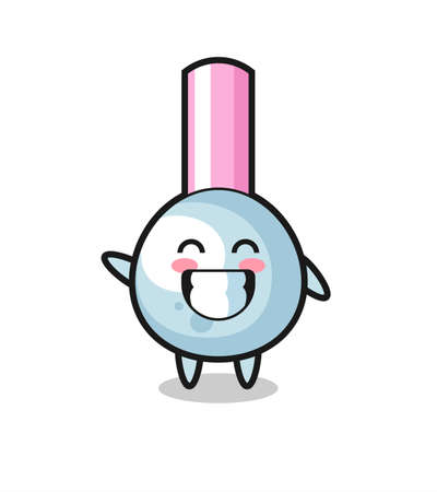 cotton bud cartoon character doing wave hand gesture , cute style design for t shirt, sticker, logo elementのイラスト素材