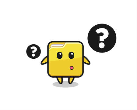 Cartoon Illustration of folder with the question mark , cute style design for t shirt, sticker, logo elementのイラスト素材