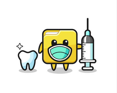 Mascot character of folder as a dentist , cute style design for t shirt, sticker, logo elementのイラスト素材