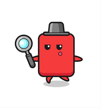 red card cartoon character searching with a magnifying glass , cute style design for t shirt, sticker, logo elementのイラスト素材