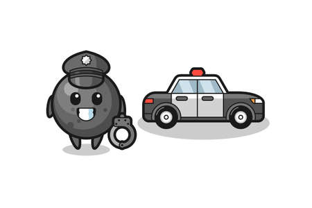 Cartoon mascot of cannon ball as a police , cute style design for t shirt, sticker, logo elementのイラスト素材
