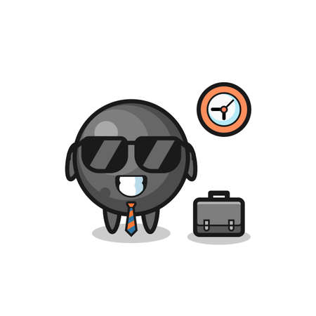 Cartoon mascot of cannon ball as a businessman , cute style design for t shirt, sticker, logo elementのイラスト素材