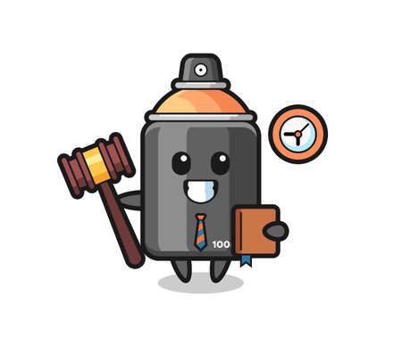 Mascot cartoon of spray paint as a judge , cute style design for t shirt, sticker, logo elementのイラスト素材