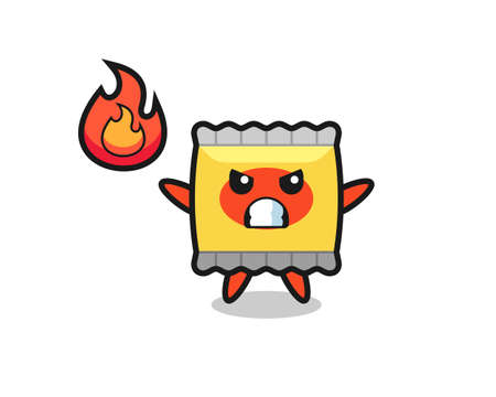 snack character cartoon with angry gesture , cute style design for t shirt, sticker, logo elementのイラスト素材