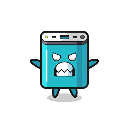 wrathful expression of the power bank mascot character , cute style design for t shirt, sticker, logo elementのイラスト素材