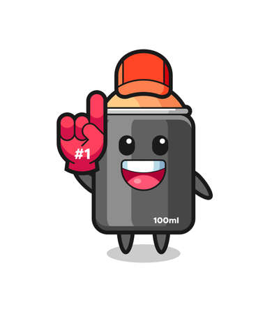 spray paint illustration cartoon with number 1 fans glove , cute style design for t shirt, sticker, logo elementのイラスト素材
