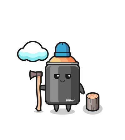 Character cartoon of spray paint as a woodcutter , cute style design for t shirt, sticker, logo elementのイラスト素材