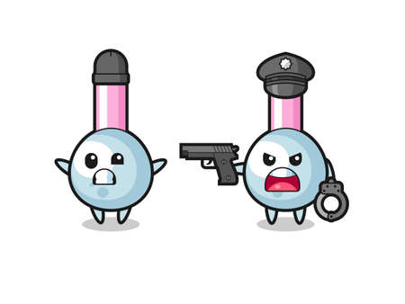 illustration of cotton bud robber with hands up pose caught by police , cute style design for t shirt, sticker, logo elementのイラスト素材