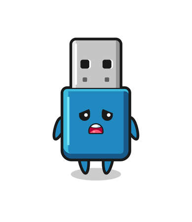 disappointed expression of the flash drive usb cartoon , cute style design for t shirt, sticker, logo elementのイラスト素材