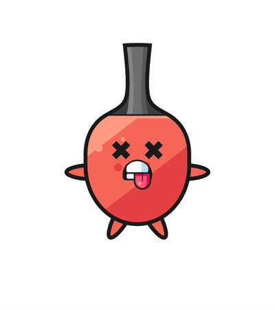 character of the cute table tennis racket with dead pose , cute style design for t shirt, sticker, logo elementのイラスト素材