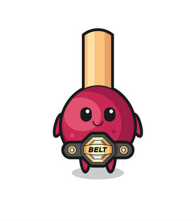 the MMA fighter matches mascot with a belt , cute style design for t shirt, sticker, logo elementのイラスト素材