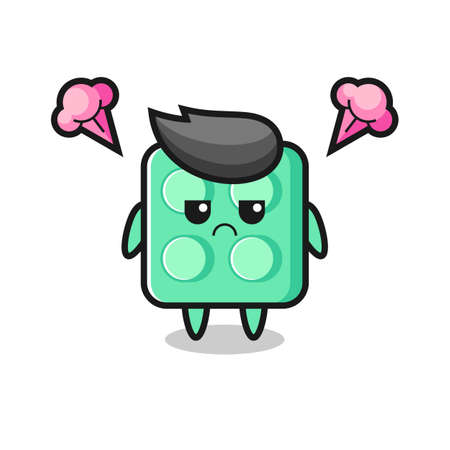 annoyed expression of the cute brick toy cartoon character , cute style design for t shirt, sticker, logo elementのイラスト素材