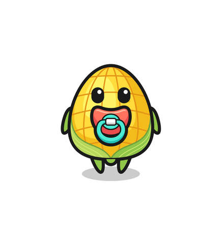 baby corn cartoon character with pacifier , cute style design for t shirt, sticker, logo elementのイラスト素材