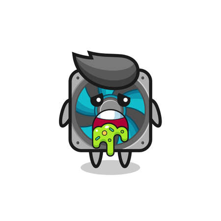the cute computer fan character with puke , cute style design for t shirt, sticker, logo elementのイラスト素材