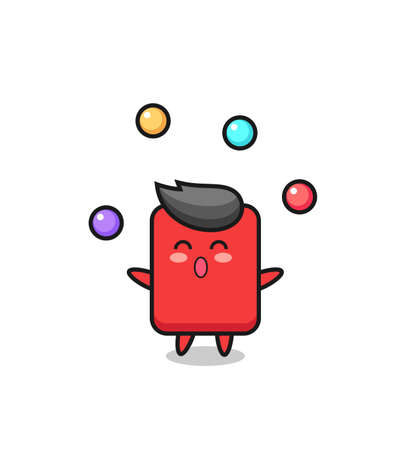 the red card circus cartoon juggling a ball , cute style design for t shirt, sticker, logo elementのイラスト素材