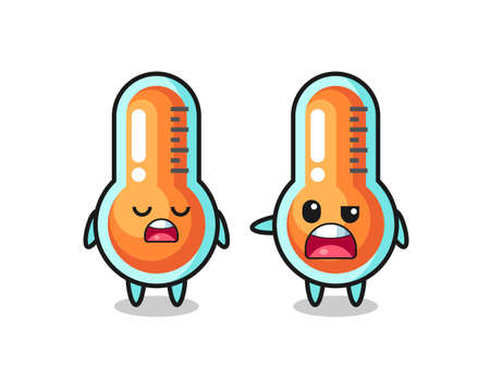 illustration of the argue between two cute thermometer characters , cute style design for t shirt, sticker, logo elementのイラスト素材