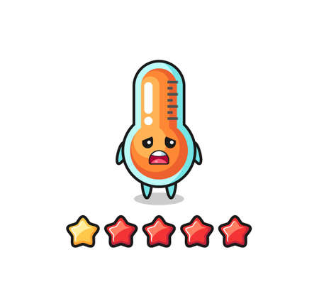 the illustration of customer bad rating, thermometer cute character with 1 star , cute style design for t shirt, sticker, logo elementのイラスト素材